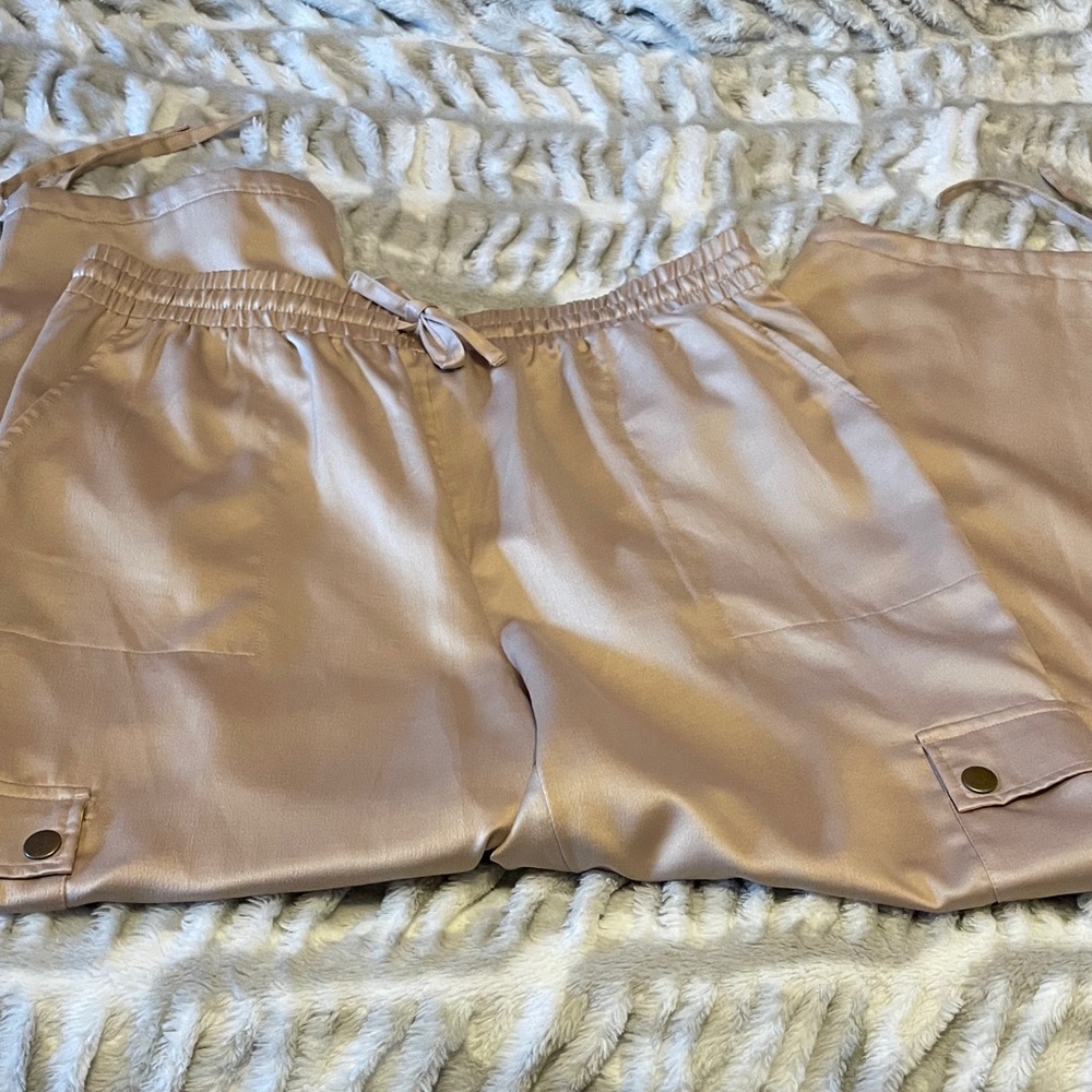 Time and Tru Gold Satin Cargo Pants